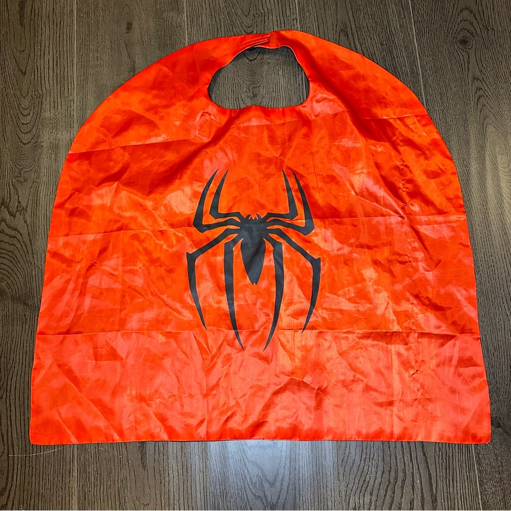 🎁FREE🎁 with any purchase Spiderman Cape Costume Kid Satiny Red Black Superhero